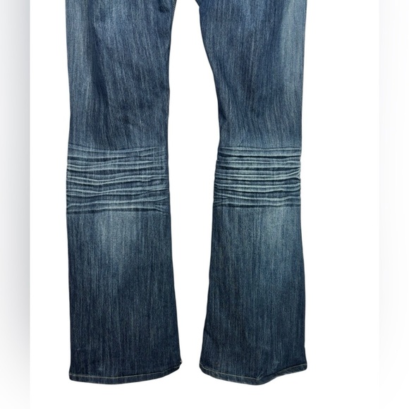 Beyonce's Dereon Embellished Velour Low Rise Flare Dark Distressed Jeans Size 16 - Picture 7 of 16